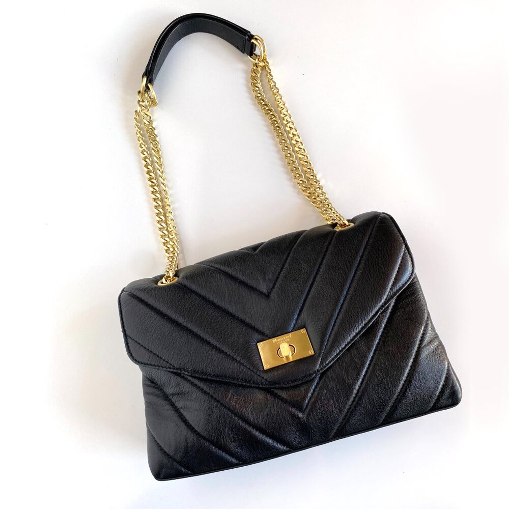 $765 MONCRIEF LONDON WOMEN'S LEATHER BAG "CATHRYN" CROSSBODY/SHOULDER BLACK